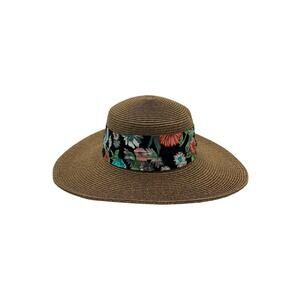 San Diego Hat Co. Sun Hat with Floral Scarf and UPF 50 Tobacco